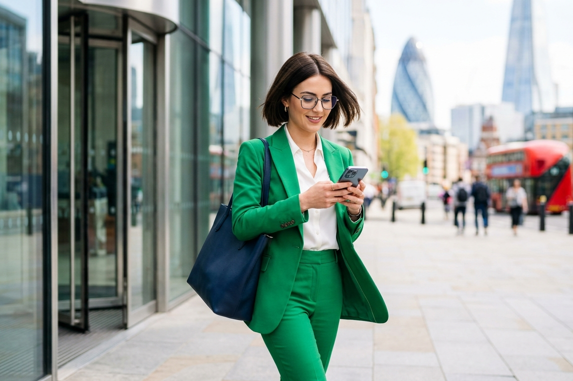 Professional walking confidently in the city