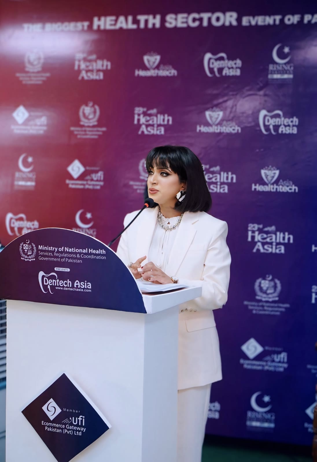 Tanha Tabassum speaking at the Health Asia 2026 podium