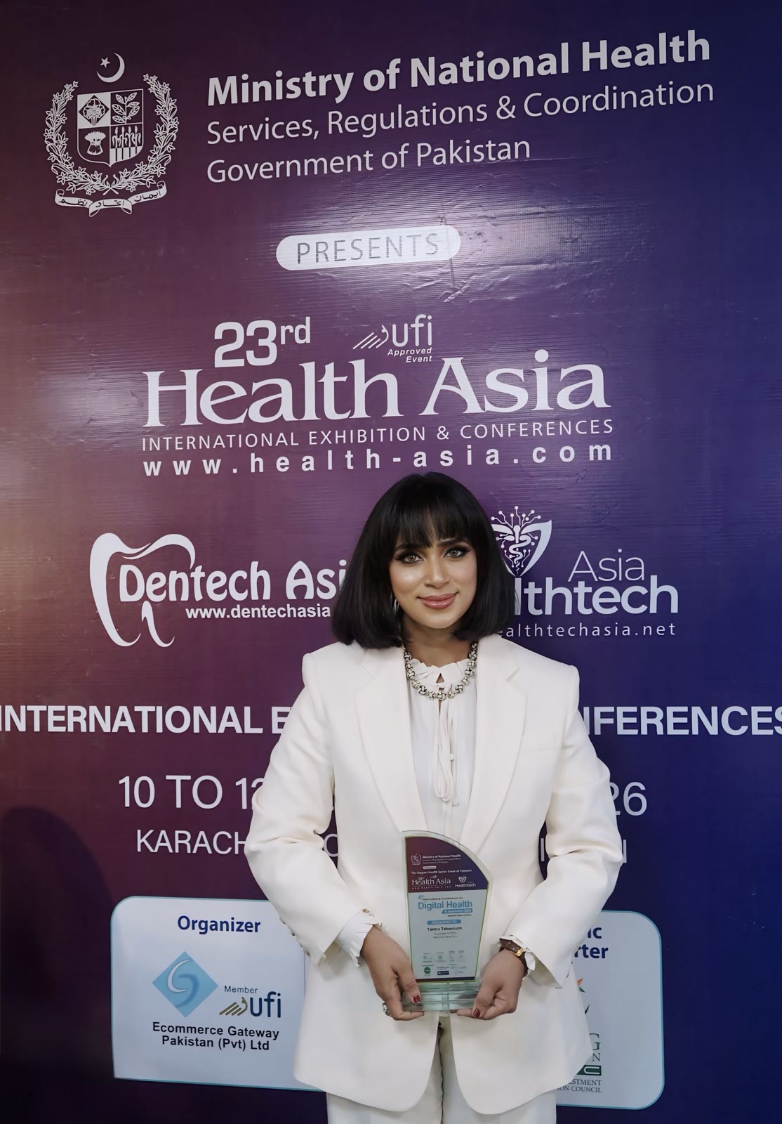 The 23rd Health Asia conference banner with Tanha Tabassum